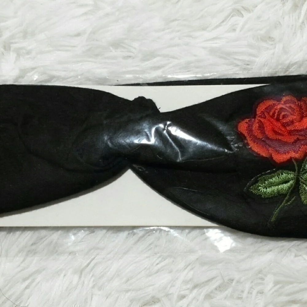 Rose Embroidered Patched Headband